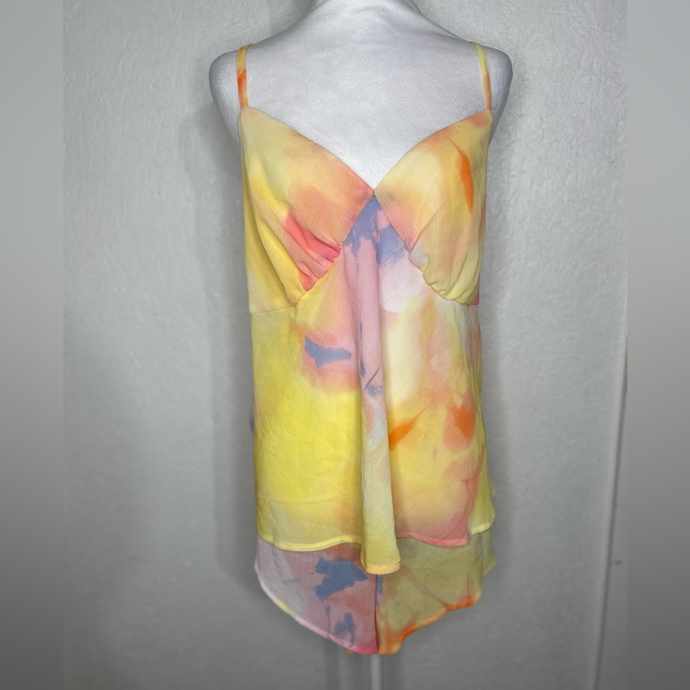 NWT Diane Von Furstenberg Sunset Pastel Tie-Dye 2 Piece Set Cami Shorts XXL - Picture 6 of 15